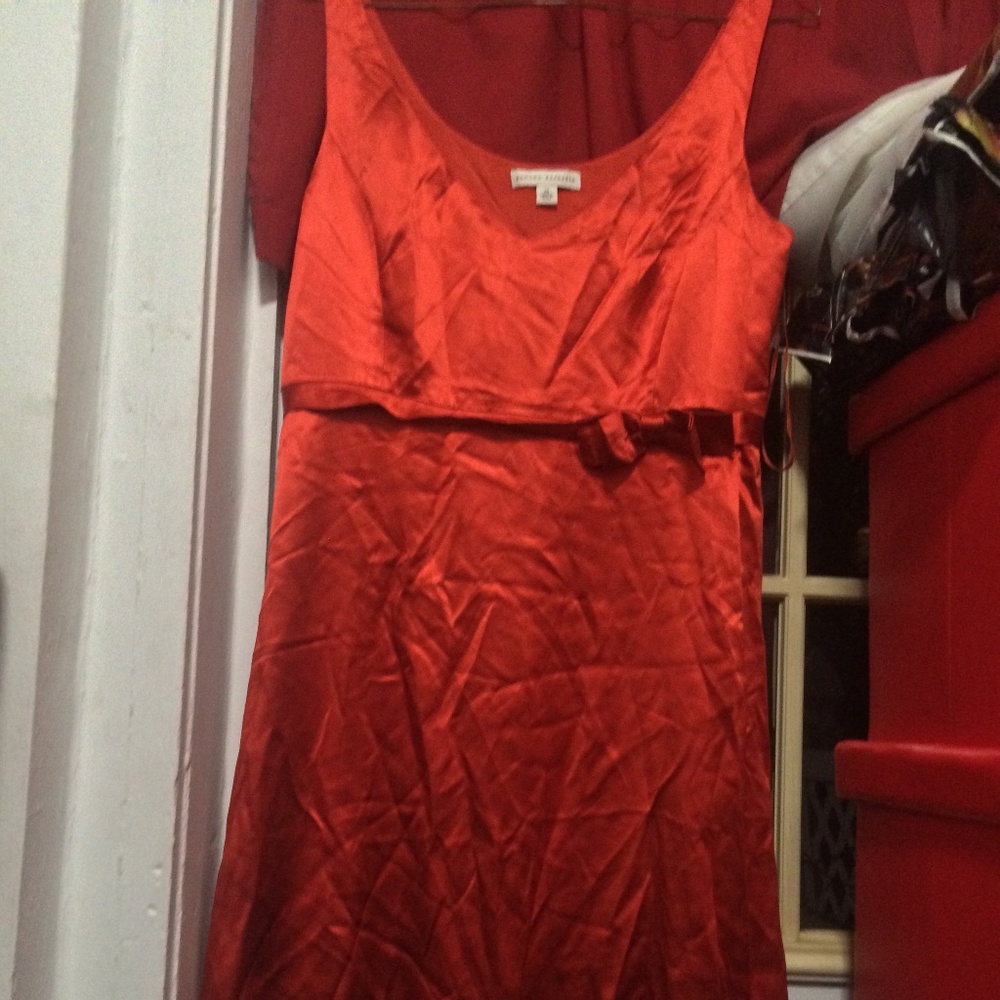 Banana Republic Red Satin Sleeveless Dress w/Bow